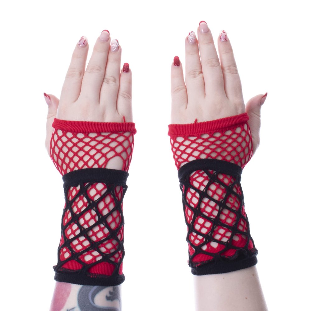 Poizen Industries - Ruby Mesh Handschuhe - Rot/Schwarz